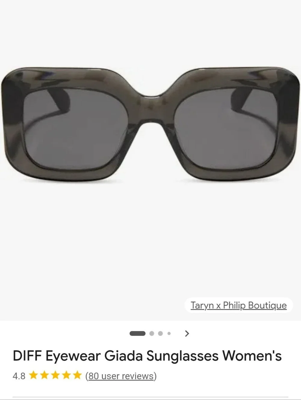 DIFF Eyewear Giada Grey Black Oversized Square Sunglasses